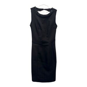H&M women’s size 2 little black sleeveless dress with beaded collar accent